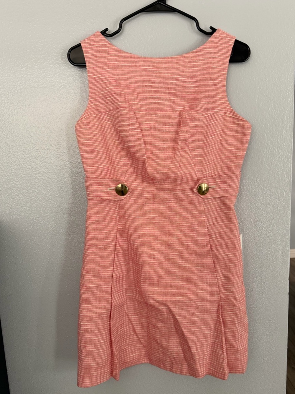 Tibi sleeveless pink and white textured tweed dress size 6